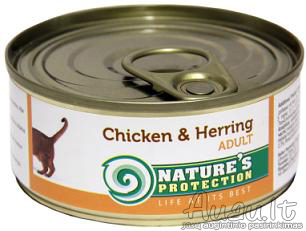 Nature's Protection Adult Chicken & Herring suaugusių kačių konservai su vištiena ir silke 100 g